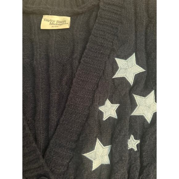 Taylor Swift Midnights Navy Cardigan Sweater with Blue Stars, XL/2XL - Picture 4 of 7